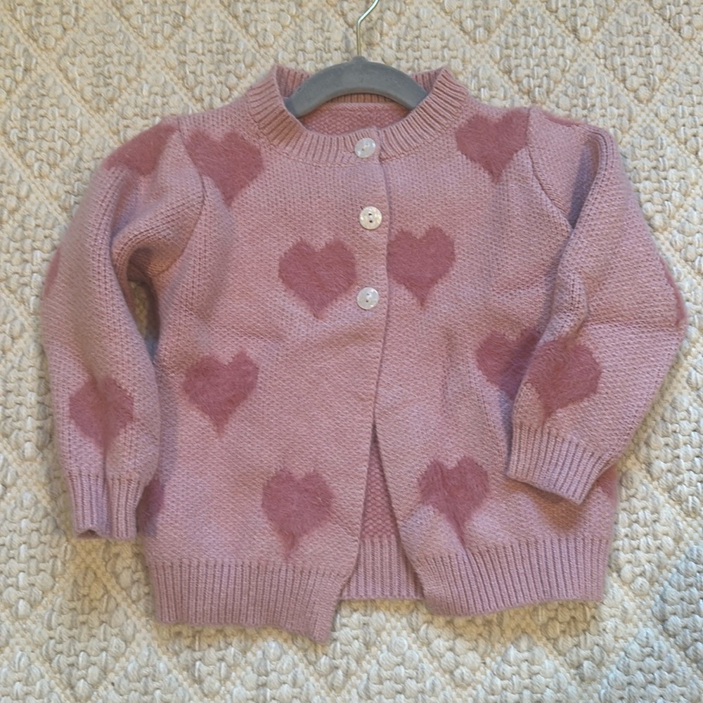 Pink Heart Sweater- Size 18-24 months